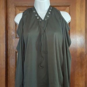 Army green cold shoulder large